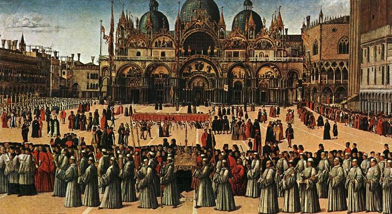 BELLINI, Gentile Procession in Piazza S. Marco France oil painting art